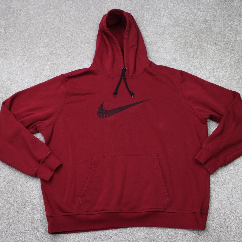 Nike Hoodie Mens 2XL XXL Red Center‎ Swoosh Fleece Blue Tag Hooded Sweatshirt